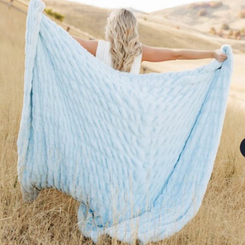 Hugs Ice Blue Plush Blanket | Minky Couture