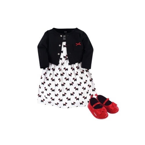Cotton Dress, Cardigan and Shoe Set