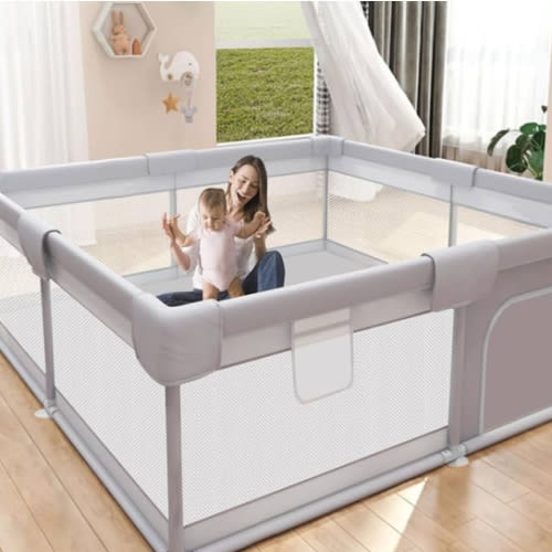 Baby Playpen 50x50 Inch, Play Pens for Babies and Toddlers Baby Fence Play Yards for Indoor & Outdoor with Breathable Mesh Anti-Fall Playpen