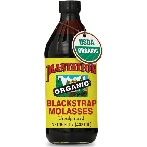 Plantation Organic Blackstrap Molasses 15 oz – USDA Organic Unsulphured Blackstrap Molasses, Natural Sweetener for Baking, Cooking & Beverages