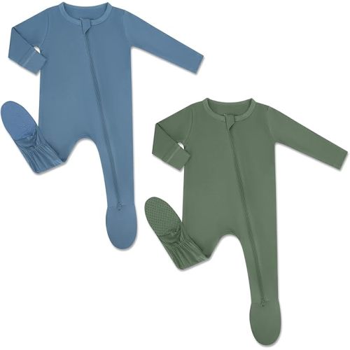 HAPIU Rayon from Bamboo Baby Footed Pajamas, 2 Way Zipper YKK, Footie for Baby Boy Girls, Newborn-24 Months