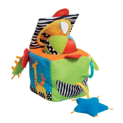 Infantino Big Top Discovery Cube with Clacker Rings, Plush Toy, 6-12 Months, Multicolor