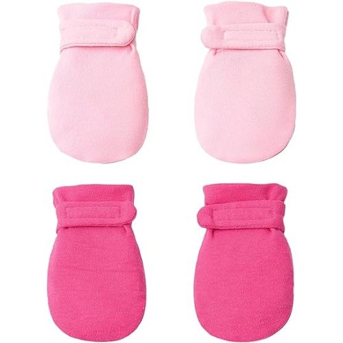 Newborn Baby No Scratch Mittens Stay On, 100% Cotton Breathable, Adjustable Infant Gloves for Baby Boys Girls Mittens