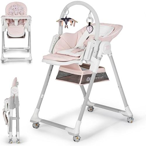Kinderkraft LASTREE Foldable Baby High Chair, Pink