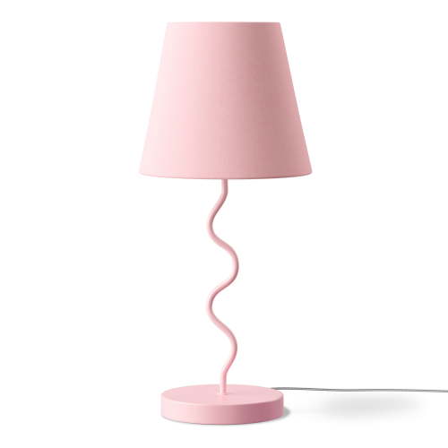 Mainstays Kids 17.25 in Curvy Table Lamp, Pink, Fabric Shade