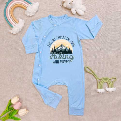 Hiking with Mommy Bamboo Baby Bodysuit, Outdoors Adventure, Baby Shower Gift
