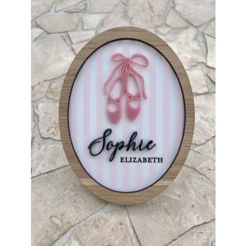 Ballerina Baby announcement, Baby plaque, Baby name, Nursery Decor, Baby ballet, Whimsical nursery, Baby gift, New parents, Baby Keepsake