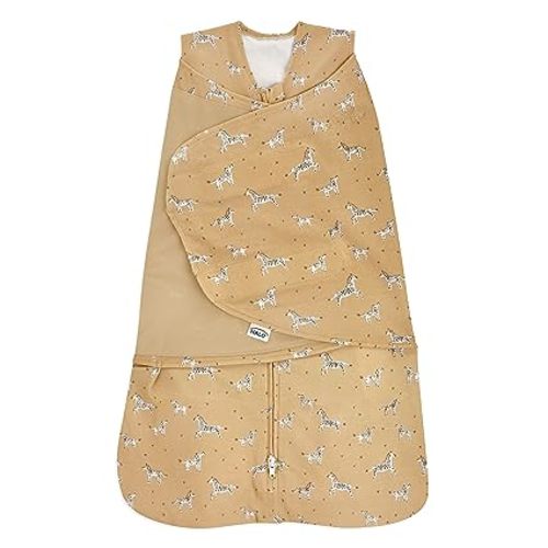 HALO 100% Cotton Sleepsack Swaddle, 3-Way Adjustable Wearable Blanket, TOG 1.5, Serengeti Zebra, Newborn, 0-3 Months