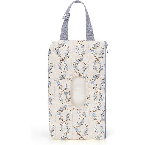 Quilted Baby Wipe Holder Quilted Wipe Pouch Portable Hanging Floral Wet Wipes Bag for Car, Stroller