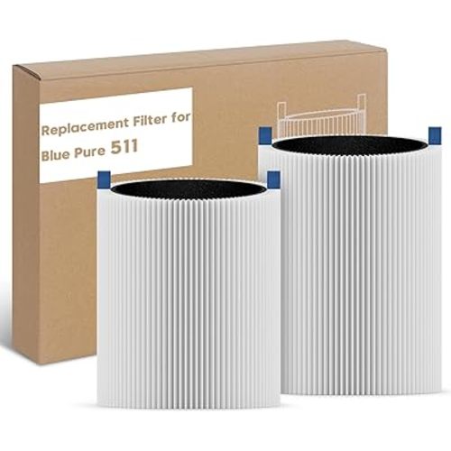 2 Pack 511 Replacement Filter Compatible with Blue Pure 511 Air Purifier, Blue 511 Filters with Pre-Filters for 511 Air Purifier Only