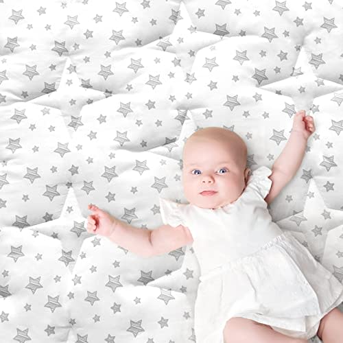 Baby Play Mat 50" X 50" Playpen Mat Fit for TODALE and Dripex Baby Playpen, One-Piece Crawling Mat Non Slip Cushioned Baby Playmat for Floor 50x50 Inches White Star