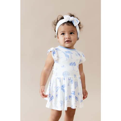 Twirl Bodysuit Dress in Toile Safari