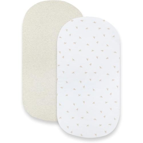 Burt's Bees Baby 100% Organic Cotton Infant Fitted Bassinet Sheet, 2-Pack