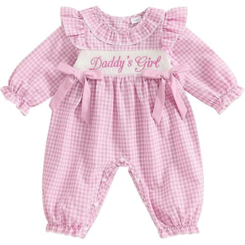 Newborn Baby Girl Outfit Ruffle Long Sleeve Plaid Boho Romper Cute Bubble Jumpsuit Vintage Fall Winter Clothes