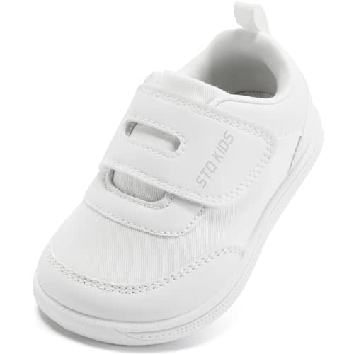 STQ KIDS Toddler Wide Toe Box Barefoot Shoes for Boys & Girls | Baby First Walking Sneakers with Non-Slip Thin Sole for Healthy Arch Development | Canvas Play Shoes for Kids Wide Chubby Feet