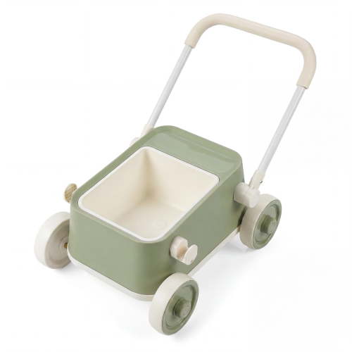 Costway Baby Push Walker with Wheels,Toddler Play Wagon with Foldable Handlebar & Storage Basket Green