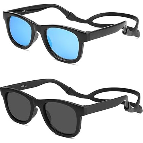 LIU·WEN Polarized Baby Sunglasses with Silicon Strap - Bendable Flexible for Infant Newborn Age 0-18 Months