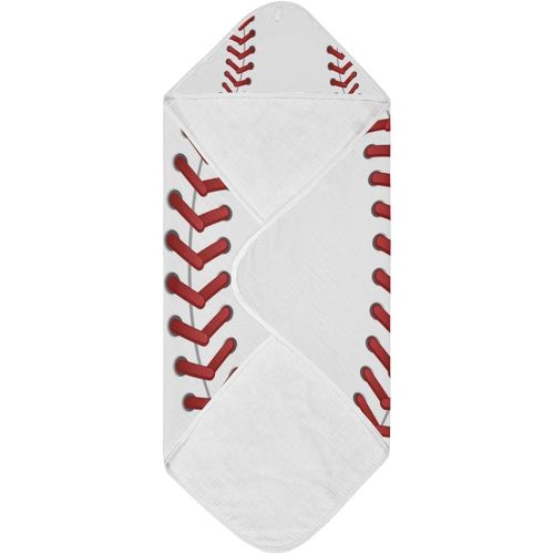 Sport Baseball Print Baby Towel Ultra Soft Hooded Towels for Babies - Ultra Absorbent Cotton Bath Towels 30x30 Inch