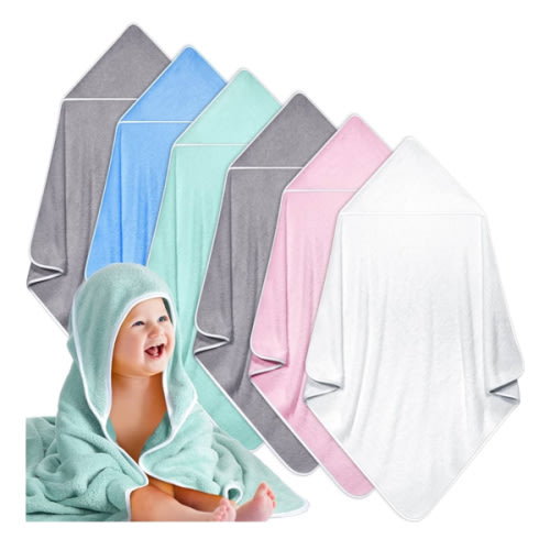 Chumia 6 Pack Baby Bath Towel, Coral Fleece Soft Absorbent Hooded Towel for Newborns, Toddlers, and Kids, 30 x 30 Inch