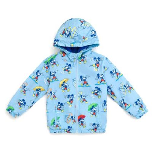 Disney Mickey Mouse Baby Boys' Zip-Up Fleece Allover Print Raincoat Light Blue 18 Months