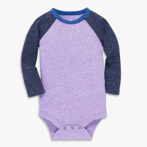 Heathered long sleeve baseball babysuit | Primary.com