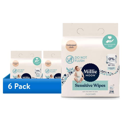 (6 pack) Millie Moon Sensitive Wipes, 216 Count (Select for More Options)