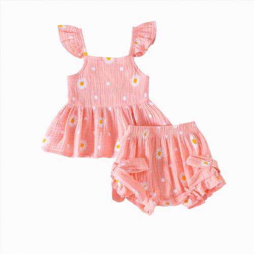 UAYOTSE 1T 2T 3T 4T 5T Toddler Baby Girl Summer Clothes Set Short Sleeve T-shirt Tops Floral Bottom Pants Little Kids Outfits 2Pcs,Sizes 0-3 Months