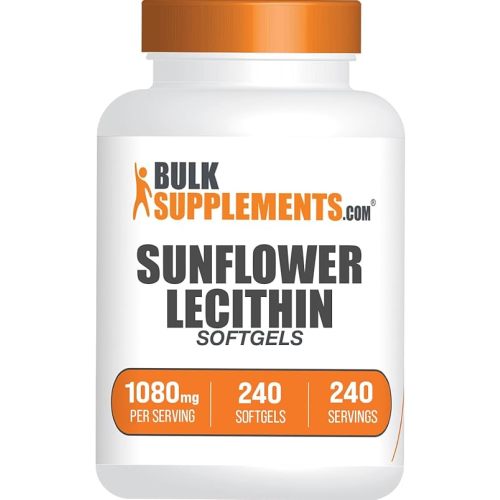 BulkSupplements.com Sunflower Lecithin Softgels - Lecithin Supplement, Sunflower Lecithin 1080mg - Vitality Support, Gluten, 1 Softgel per Serving, 240 Count (Pack of 1)