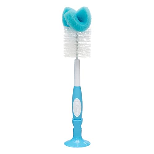 Dr. Brown's Reusable Sponge Baby Bottle Cleaning Brush with Suction Cup Stand, Scrubber and Nipple Cleaner, Assorted Color 1-Pack