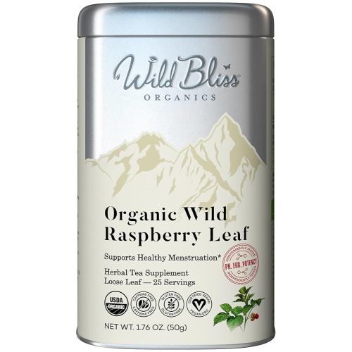 Wild Bliss Organic Red Raspberry Leaf Tea Pregnancy and Menstrual Support - Loose Leaf Herbal Tea - 1.76 Oz - 25 Servings