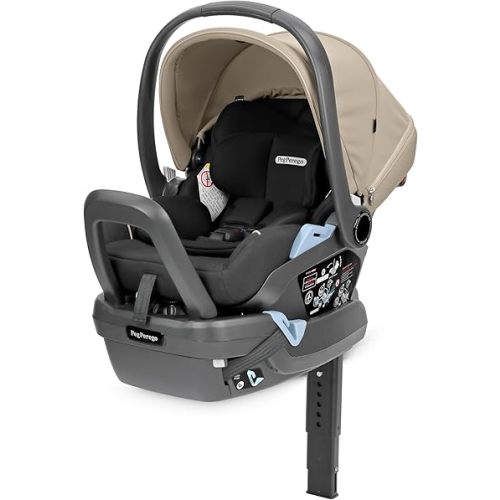 Peg Perego Primo Viaggio Lounge - Reclining Rear Facing Infant Car Seat - Includes Base with Load Leg & Anti-Rebound Bar - for Babies 4 to 30 lbs - Made in Italy - Vanilla Blend (Black & Cream)