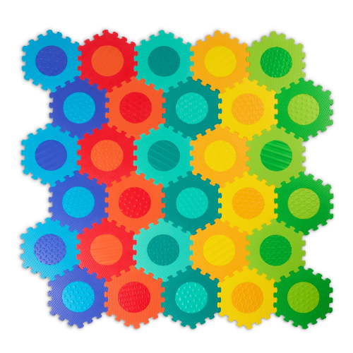 Battat Honeycomb Dots Sensory Foam Play Mat with Interlocking Tiles for Newborns +