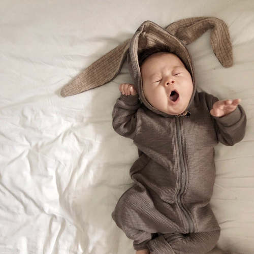Baby Lala Bunny Hooded Jumpsuit -Gray