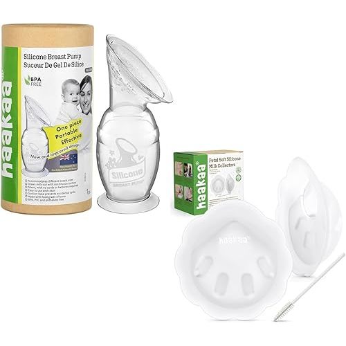 haakaa Gen.2 Manual Breast Pump 100ml/4oz & Petal Milk Collector 2pcs Combo
