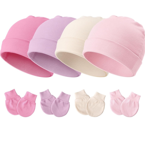Newborn Baby Hats and Mittens Set for Unisex Infant Toddler Soft Beanie Hat Newborn Hospital Hats for Boys Girls 0-6 Months