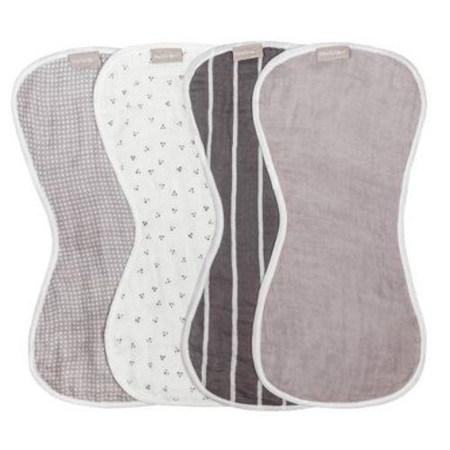 WeeSprout Unisex Organic Towel Cotton Burp Cloths, Four Ultra-Absorbent Layers - Neutral, Set of 4