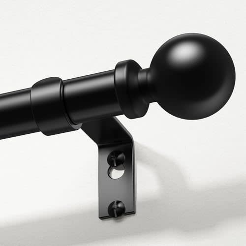 Curtain Rods 36-88 Inch, Black 1 Inch Adjustable Heavy Duty Curtain Rods for Windows, Decorative Modern Window Treatment Rod, Telescopic Splicing Metal Drapery Pole, Easy Installation