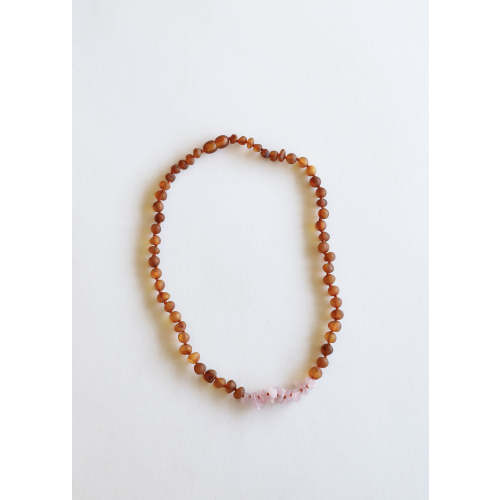 Raw Cognac Baltic Amber + Raw Rose Quartz || Necklace – CanyonLeaf