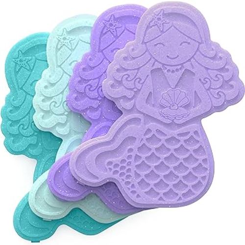 Bentgo® Buddies Glitter Reusable Ice Packs ,Slim For Lunch Boxes / Bags, and Coolers - Multicolored 4-Pack (Mermaid)