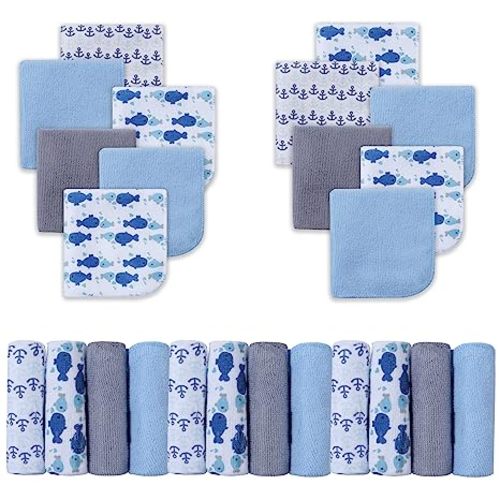 Baby Washcloths, 24Pack Baby Wash Cloths for Newborn, Baby Towels and Infant Bath Face Washcloths for Boys Girls Super Soft Absorbent, Gentle on Sensitive Skin Body, 9x9 Dinosaur