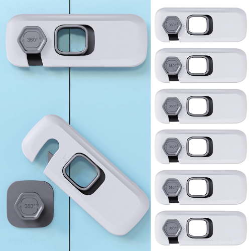 NiHome Child Proof Refrigerator Lock 6-Pack, Baby Safety Locks for Fridges, Cabinets, Drawers, Double Doors and More, French Fridge Door Lock Protect Babies from Fridge Accidents, Durable(Gray)
