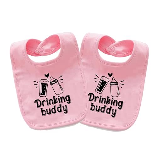 QIANWANYI Baby Twins Bibs Drinking Buddy Newborn Baby Bibs Cute Unisex Bibs Set Toddler Baby Boy Girl Bibs