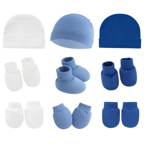 TELOLY 3 Pairs Baby Mittens,Foot Cover and Hat Mittens for Newborn Baby Boy,Baby Mittens Newborn