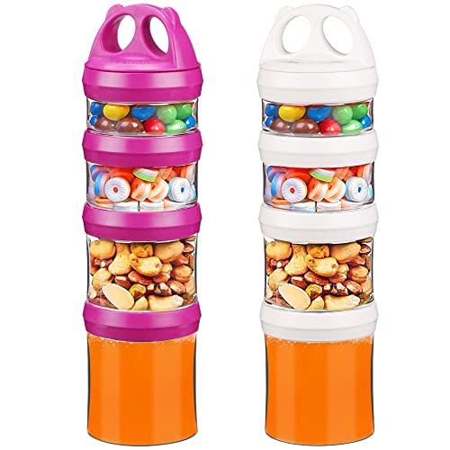 BeneLabel Stackable Food Storage Containers with Twist Lock System - BPA-Free Tritan Containers for Travel, Formula, Protein Powder, Snacks - Leakproof & Dishwasher Safe (Red and White, 31oz per)