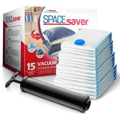 Spacesaver Premium Space Saver Vacuum Storage Bags Variety Pack, Small, Medium, Large, & Jumbo Size, 15-Pack