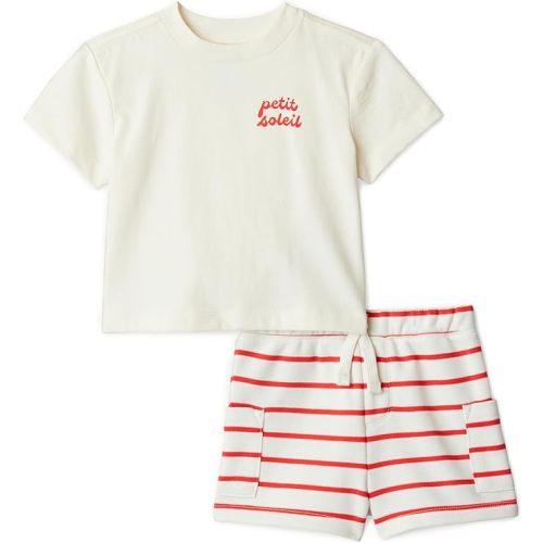 Amazon Essentials x Sofia Grainge Babies, Toddlers, and Boys' T-Shirt and Short Play Set, Multipacks