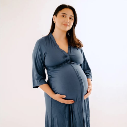 Lila Labor & Postpartum Gown in Midnight Blue