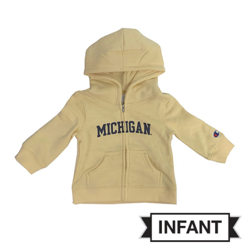 Champion University of Michigan Infant Butter Yellow Full Zip Hooded Sweatshirt