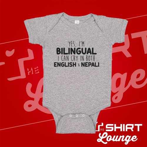 Bilingual Baby Bodysuit: English & Nepali, Funny Infant Gift
