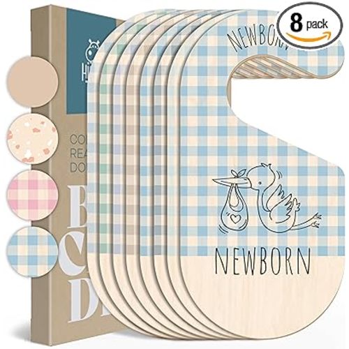 Baby Closet Dividers - Blue Baby Clothes Organizer for Nursery Decor, Storage & Organization - 8 Size Closet Dividers for Hanging Clothes, Gender Neutral Nursery Must Haves & Essentials
